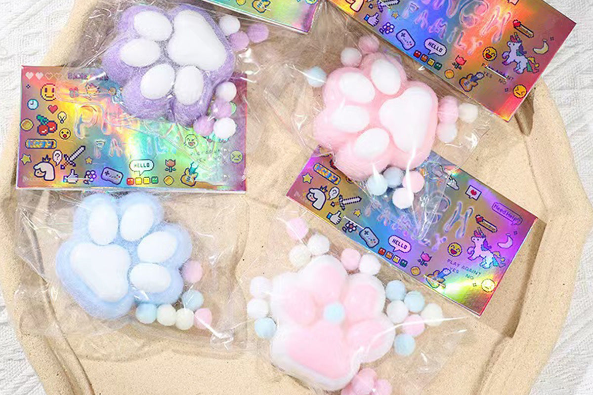 4Pcs Cat Paw Squishy Stress Relief Fidget Toys for Adults Kids