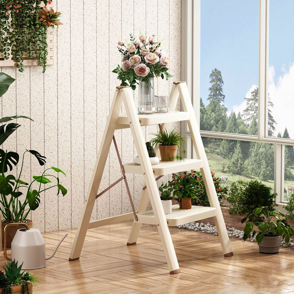 3 Step Folding Step Stool Strong Ladder with Anti Slip Wide Pedals for Home Kitchen