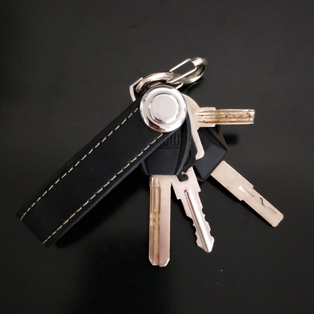 Leather Smart Key Holder Folding Key Organizer Clip Compact Keychain