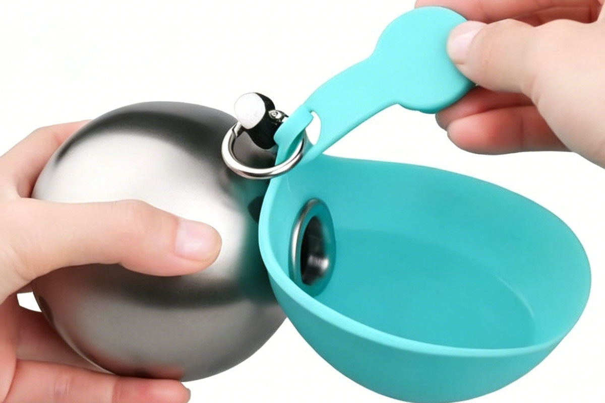 285ML Leak-Proof Stainless Steel Pet Water Bowl Portable Dog Water Bottle with Silicone Cover Pet Travel Water Dispenser