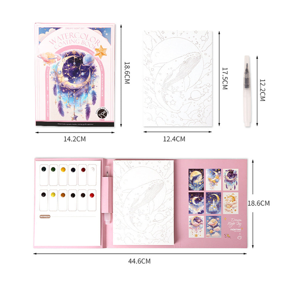 DIY 3-Fold Watercolor Painting Pad with Prefilled Paints for Beginners