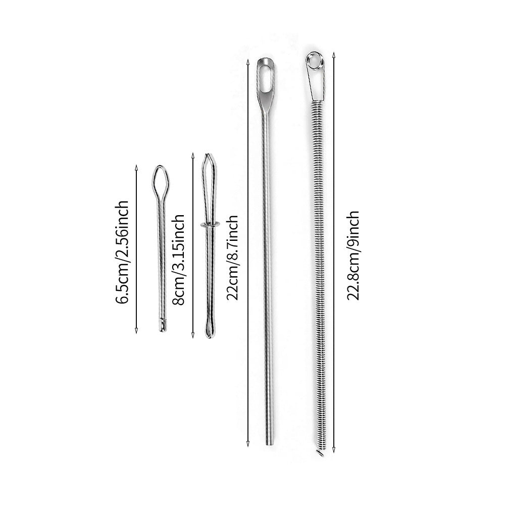 4 Piece Stainless Steel Drawstring Threader Tool Set for Clothing Bags