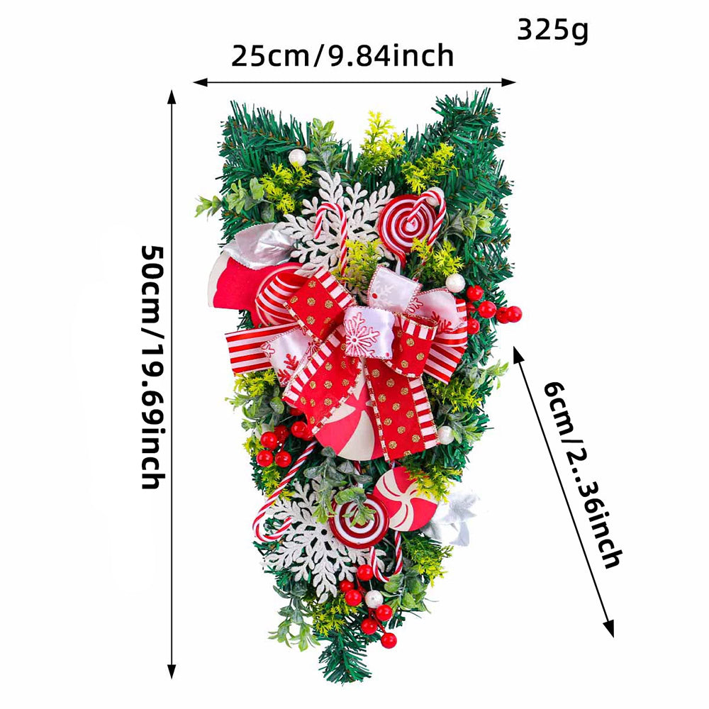25x6x50cm Christmas Wreath Candy Cane Ornament Hanging Xmas Door Wall Decor