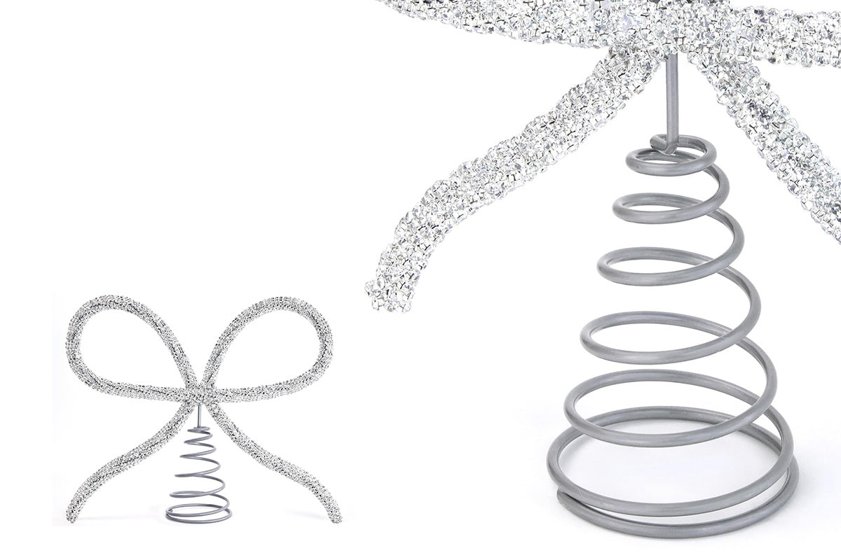 Sparkling Christmas Tree Top Bow for Holiday Decoration