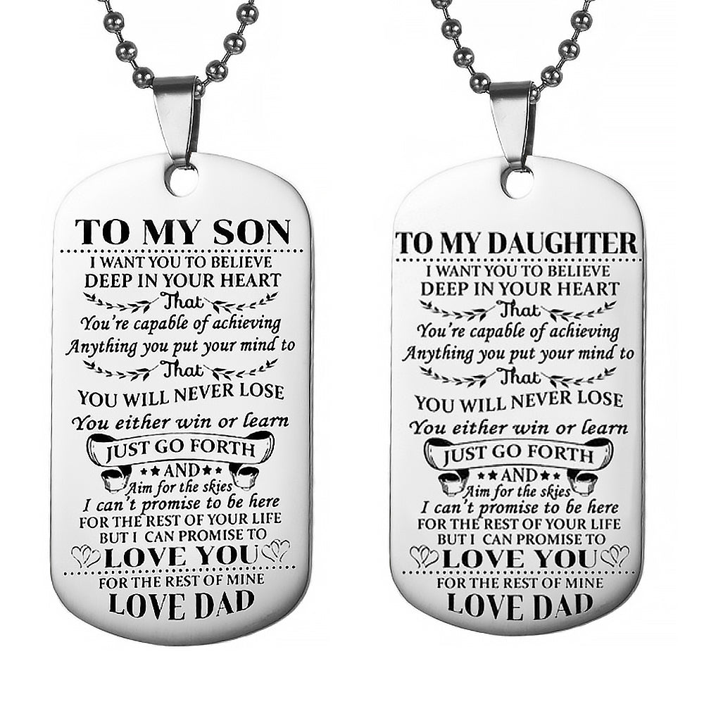 2Pcs To My Son Daughter Inspirational Necklace Gift-Dad For Daughter Son