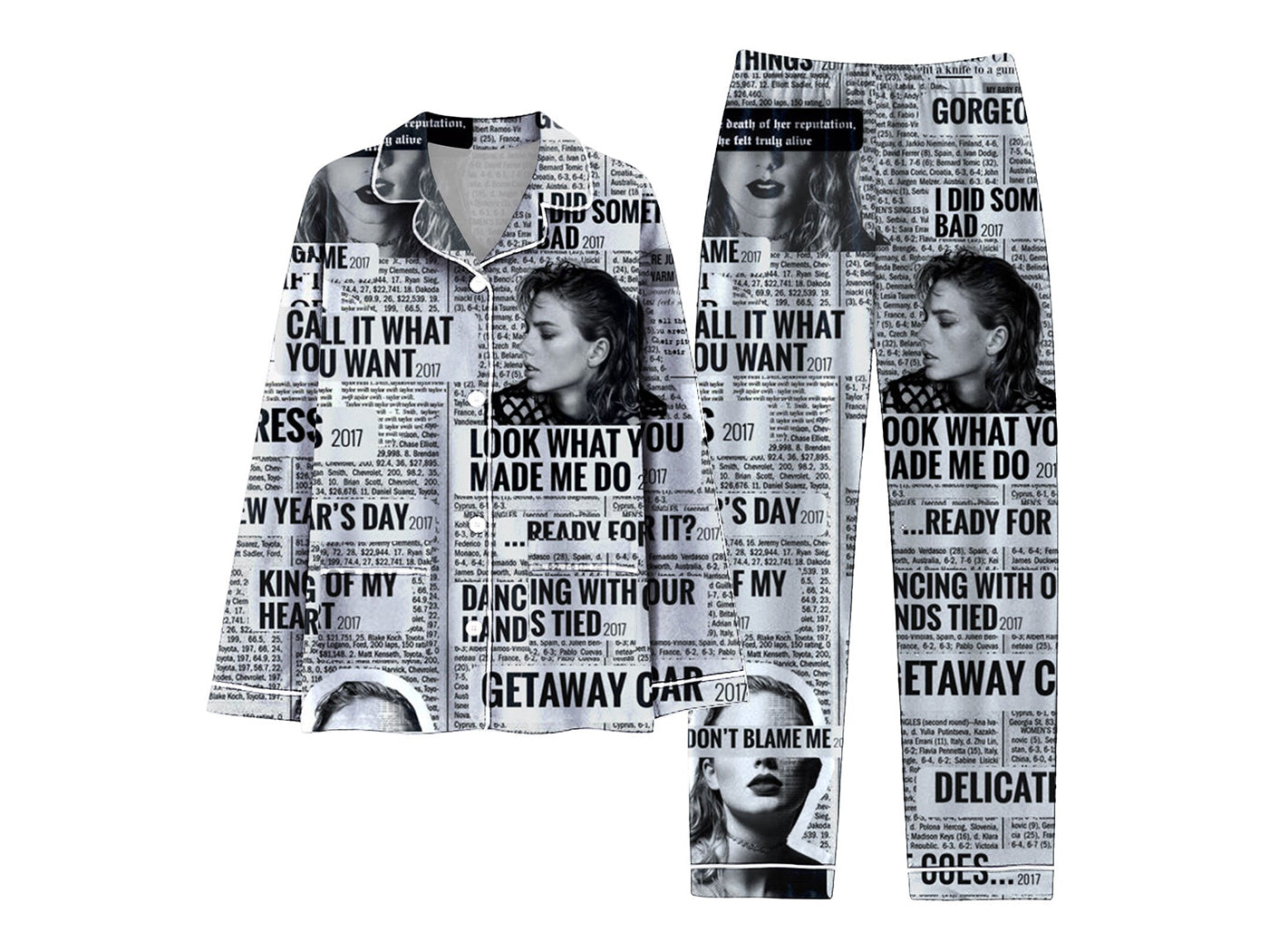 Taylor Swift Inspired Women's Sleepwear Long Sleeve Pajama Set