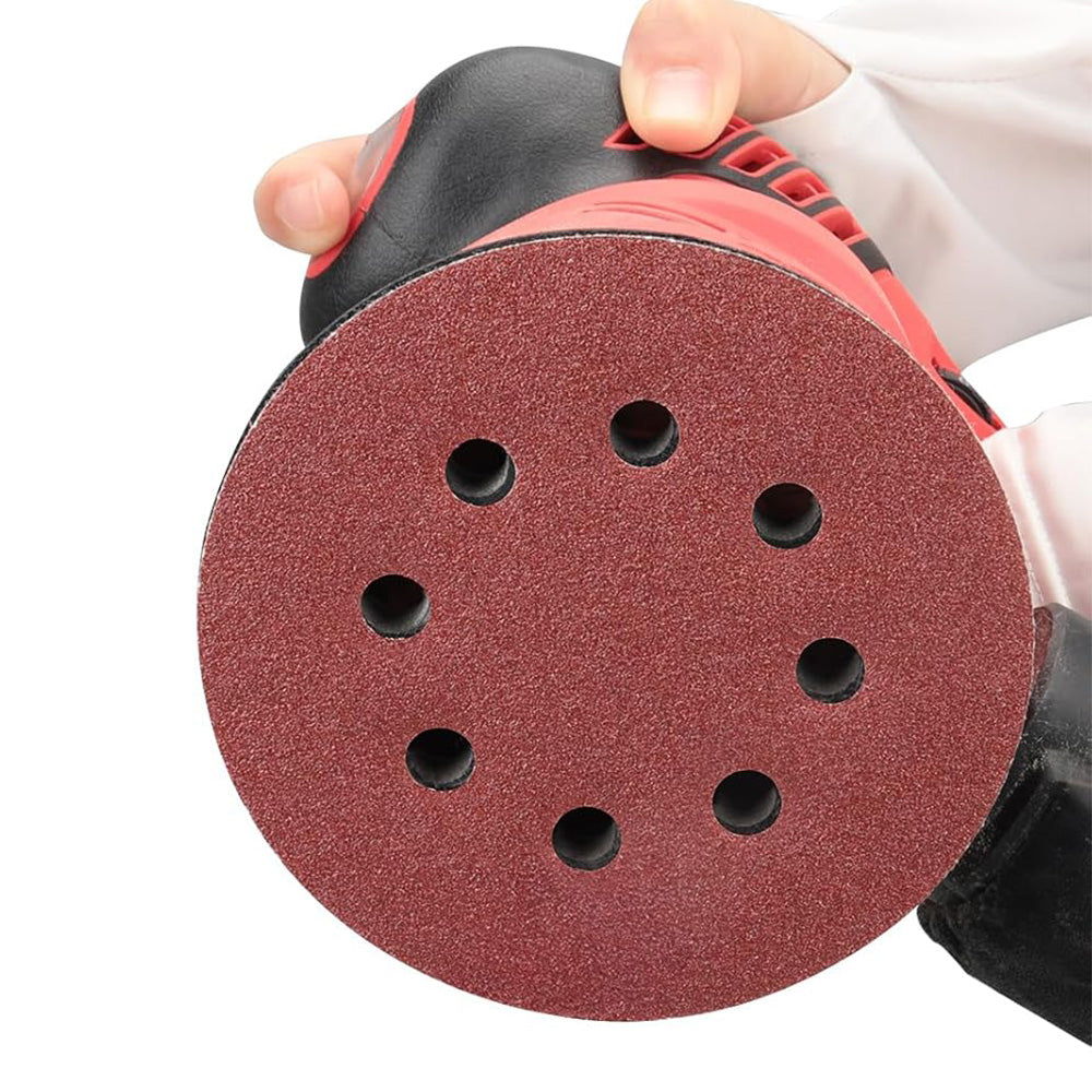 100Pcs 5-Inch 8-Hole Sanding Discs with Hook and Loop Backing for Random Orbital Sander