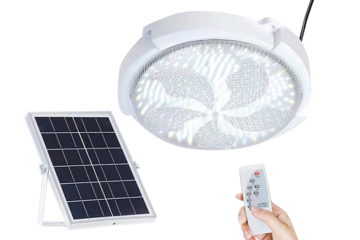 Solar Powered Pendant Light with Remote Ceiling Lamp for Indoor Outdoor Barn Shed Gazebo Garage