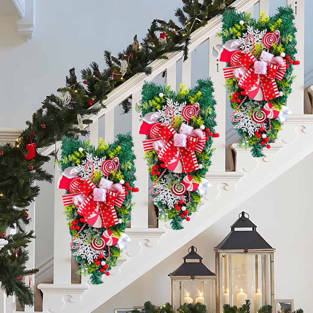 Christmas Hanging Upside Down Tree Candy Decoration for Door Wall