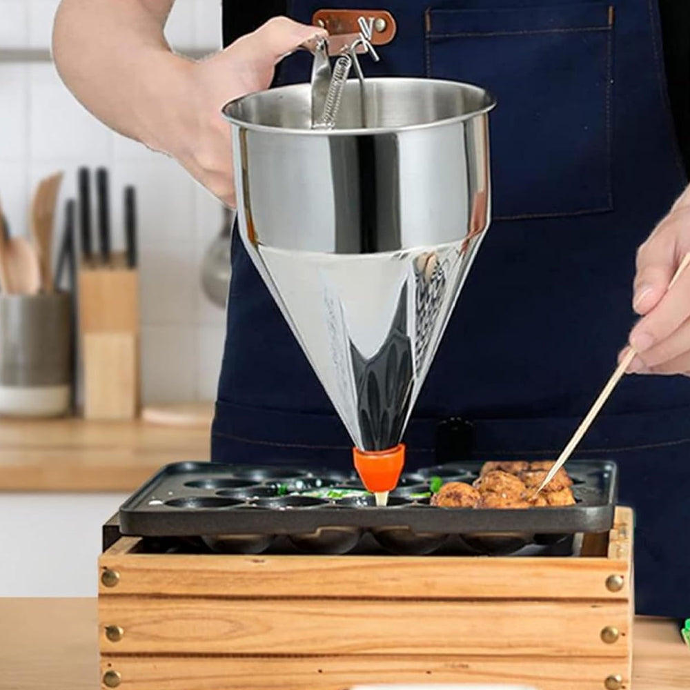 Multi-Caliber Stainless Steel Funnel Pancake Batter Dispenser with Stand Great