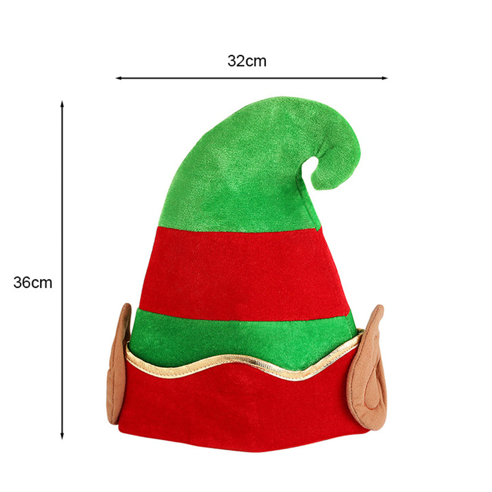 Adult Christmas Elf and Santa Hat with Bent Horns and Elf Ears