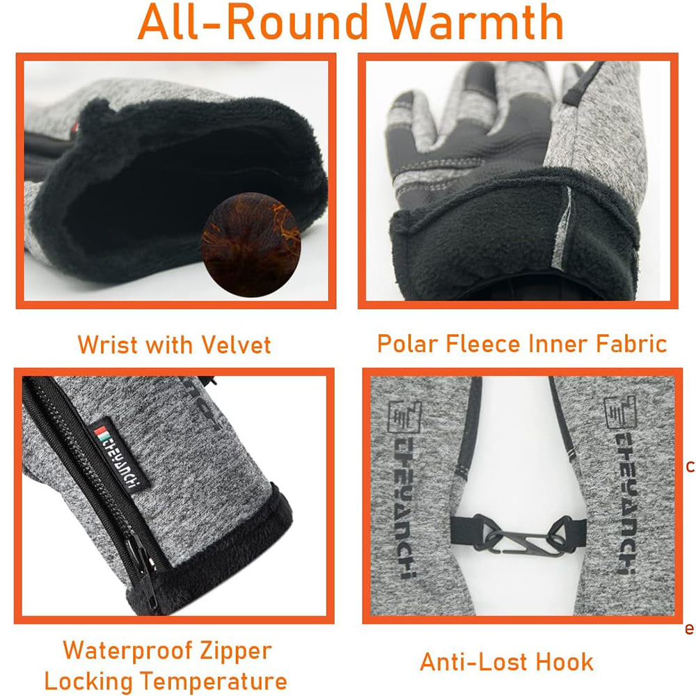 Winter Fishing Gloves with 2 Flip Finger for Touchscreen