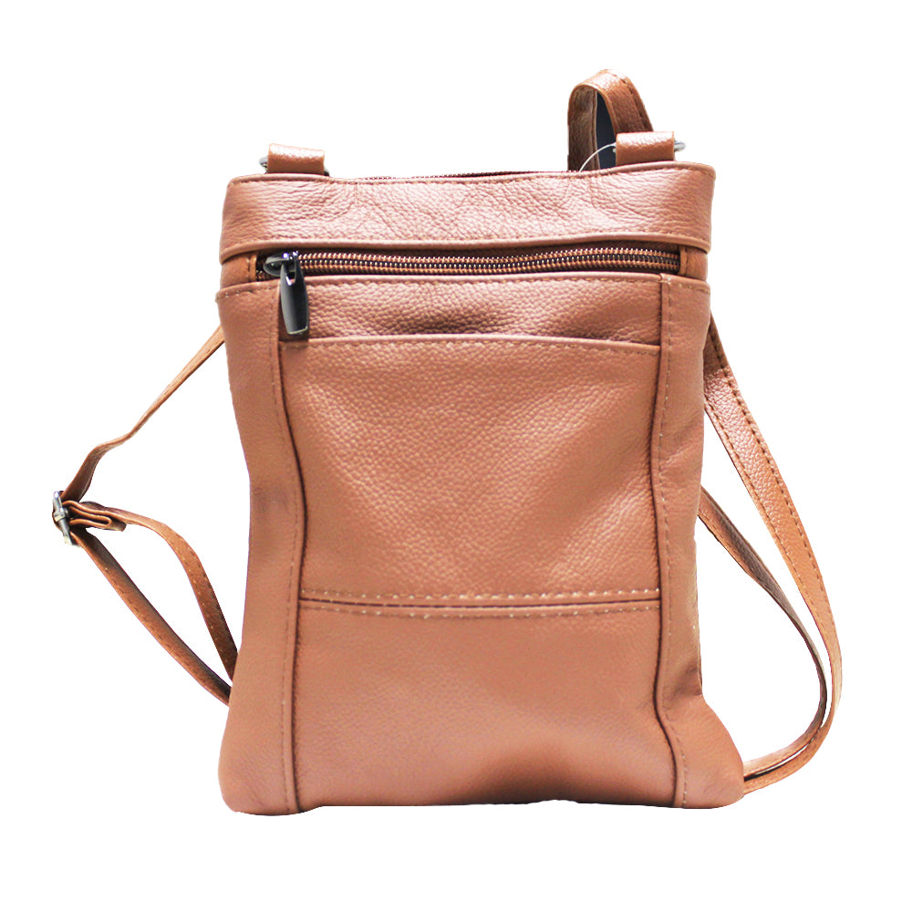 Womens Genuine Leather Multi-Pocket Crossbody Purse Bag