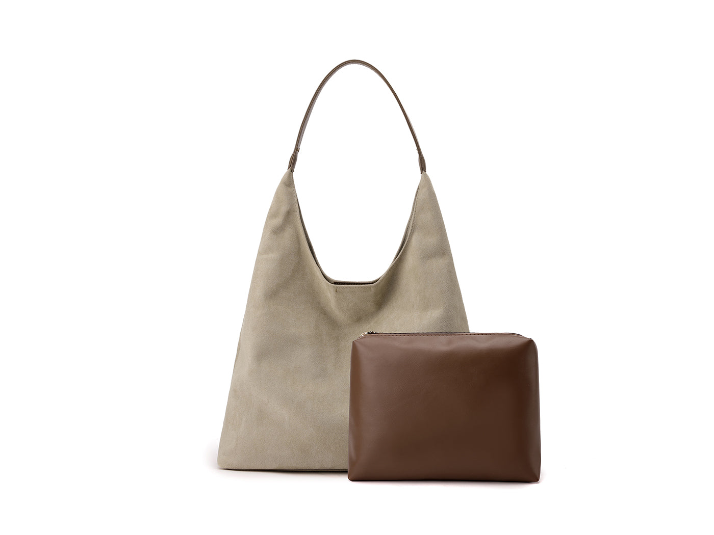 Women's Faux Suede Vintage Tote Hobo Handbag with A Purse