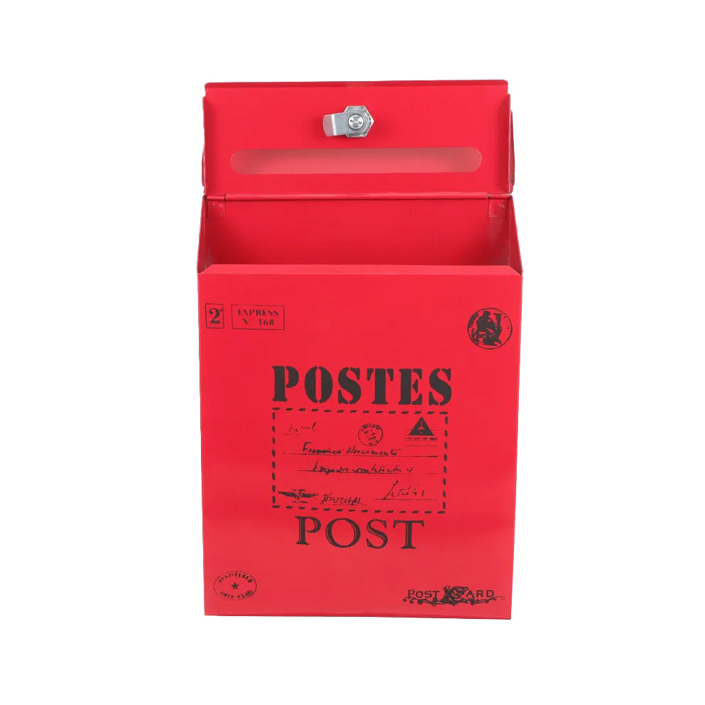 Locking Metal Mailbox Wall Mounted Key Lock Drop Mail Box Pastoral Style