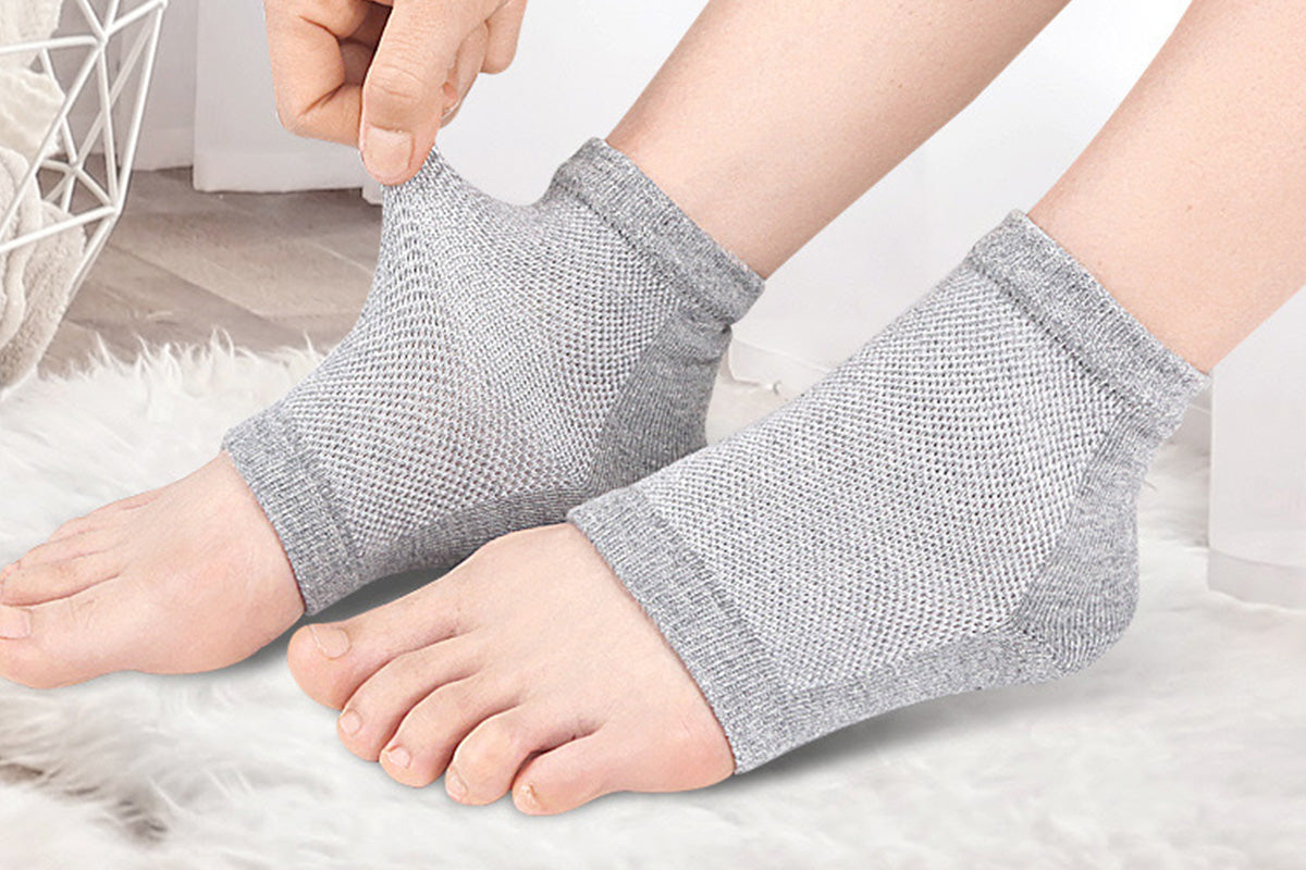5 Pairs Toeless Gel Heel Socks Foot Skin Care Protector For Dry Cracked Feet