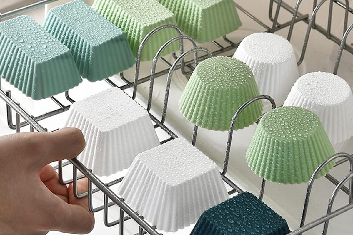24-Pack Silicone Cupcake Baking Cups Mixed Colors & 3 Shapes