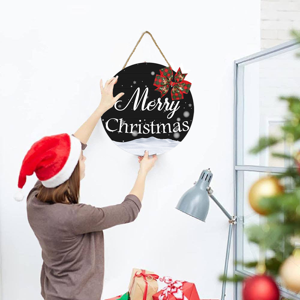 Christmas Door Plate Wooden Sign Christmas Welcome Listing Door Wall Decoration
