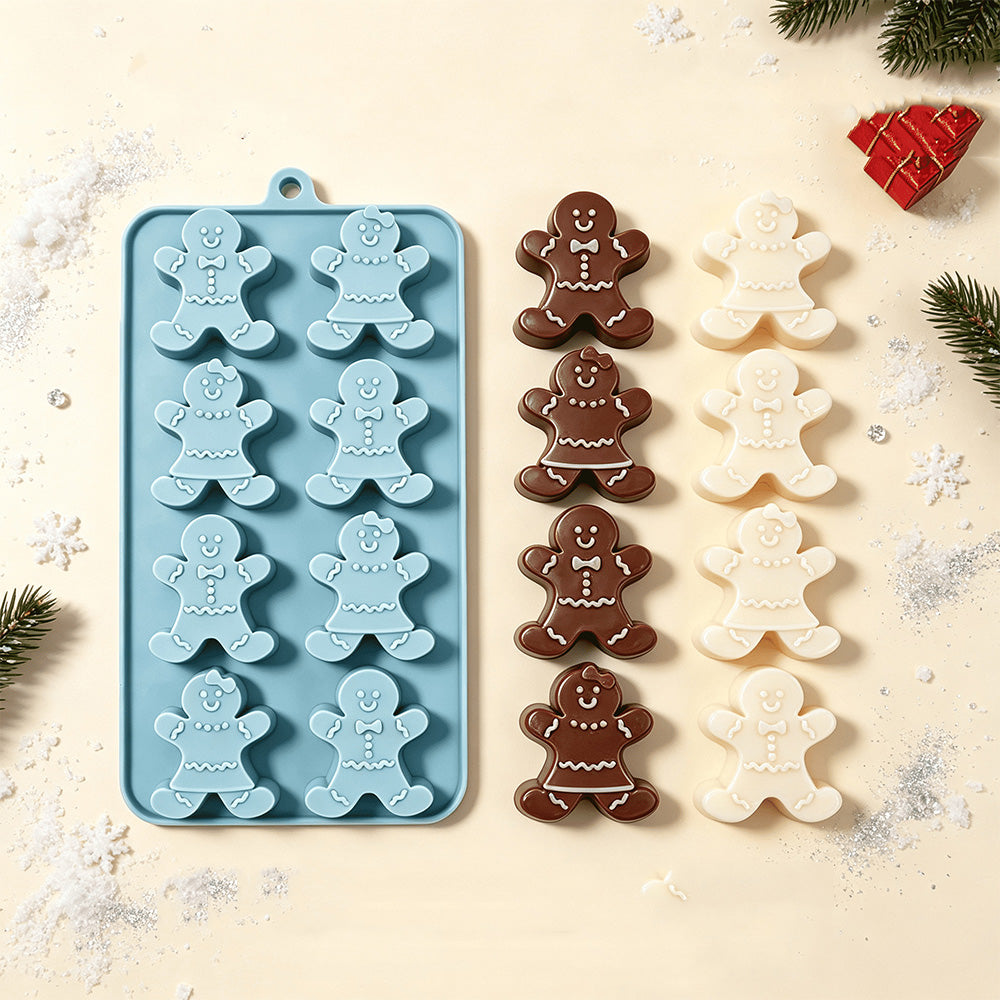 3Pcs Christmas Silicone Mold Set Tree Gingerbread Man Snowman