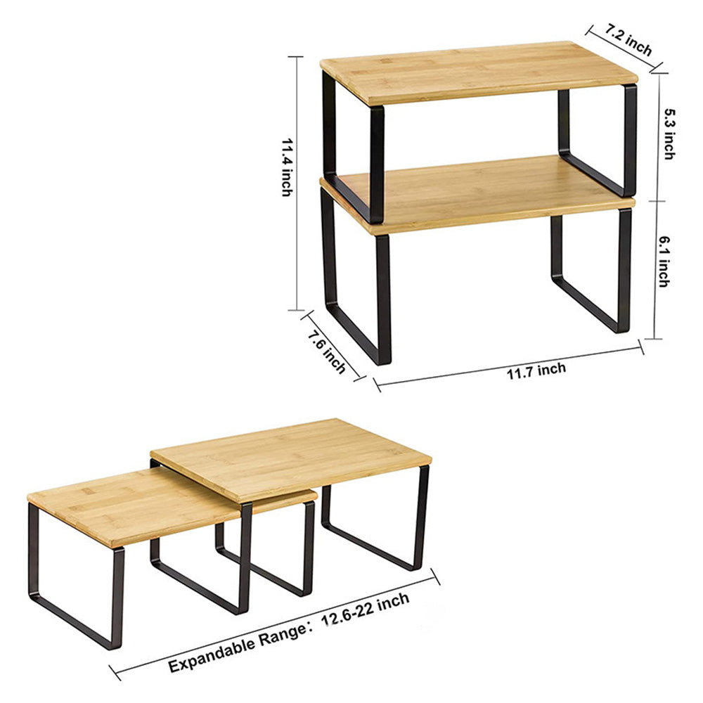 2Pcs Wooden Cabinet Shelf Organizers Kitchen Counter Shelves