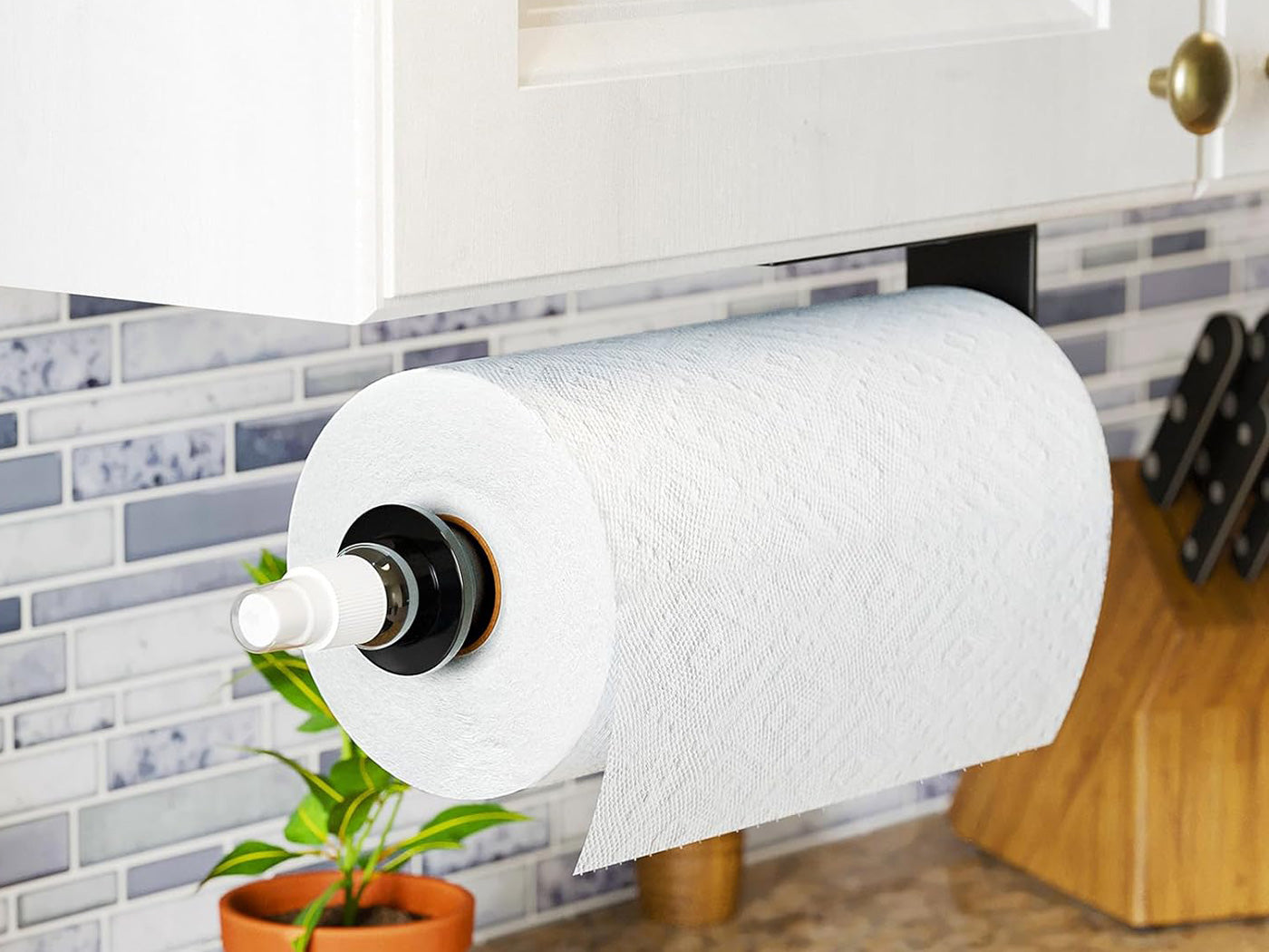 Paper Towel Holder with Spray Pump Hanging Wall Mount Papertowels Roller Sprayer