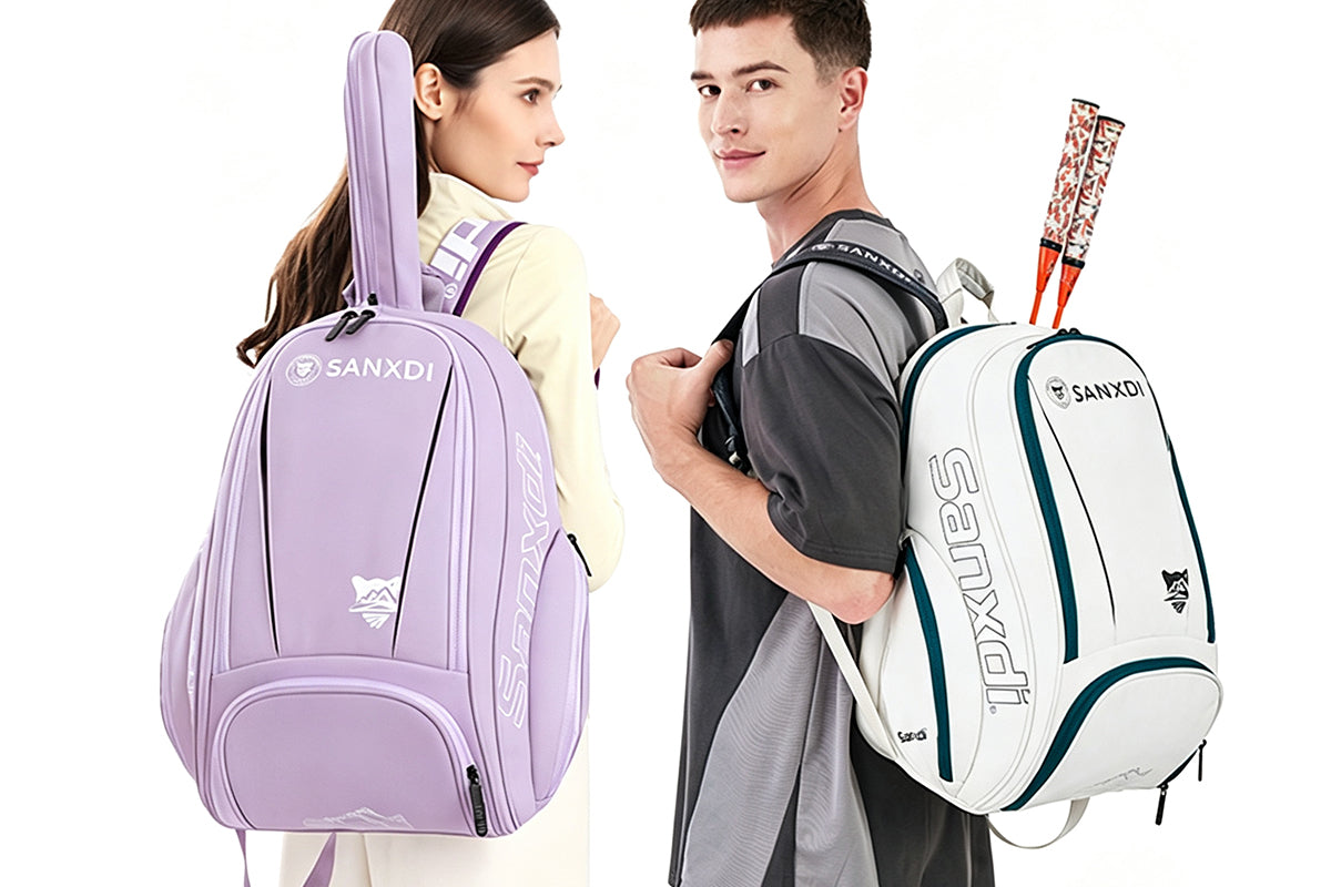 Sports Tennis Backpack PU Water-Resistant Badminton Racket Bag with Separate Shoe Compartment Rucksack for Gym Outdoor