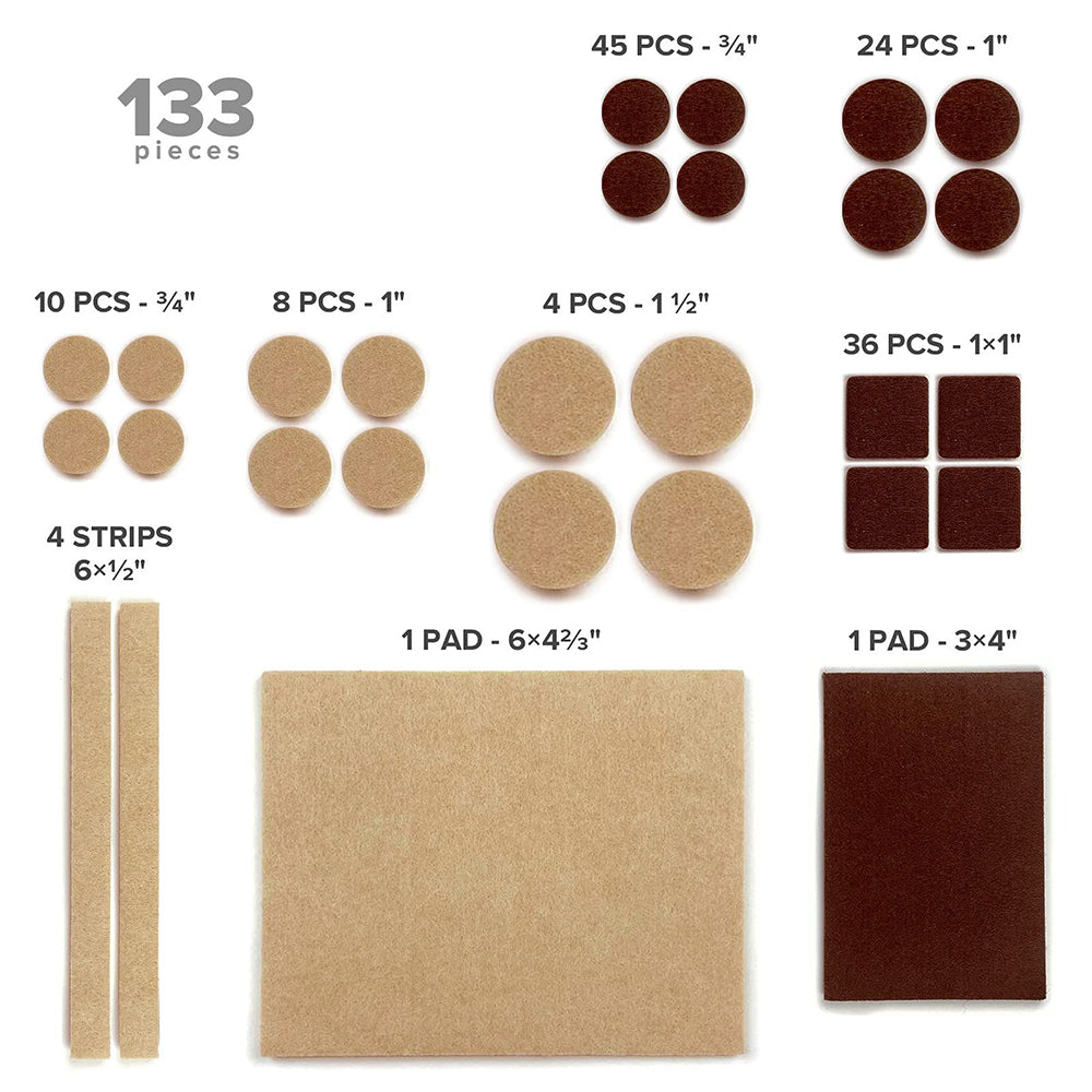 133 Pack Furniture Pads Felt Pads Furniture Feet Wood Floor Protectors