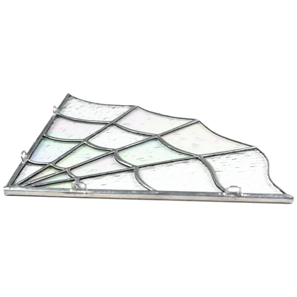 2Pcs Spiderweb Door Topper Door Frame Ornament Spider Web Stained Faux Glass Window Wall Hanging