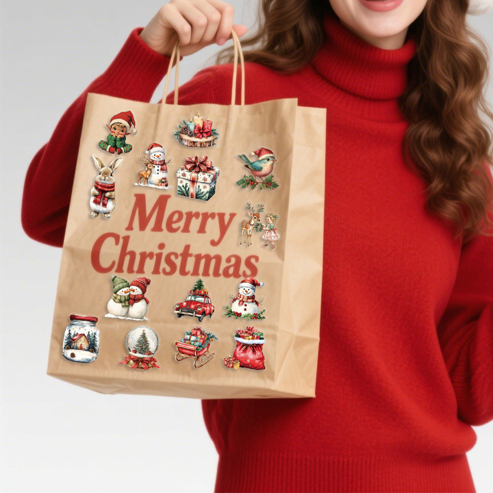 50 Pack Vintage Waterproof Christmas Stickers for DIY Crafts