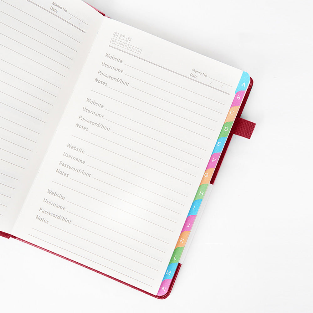 Password Keeper Book with A to Z Alphabet Tabs and Elastic Closure