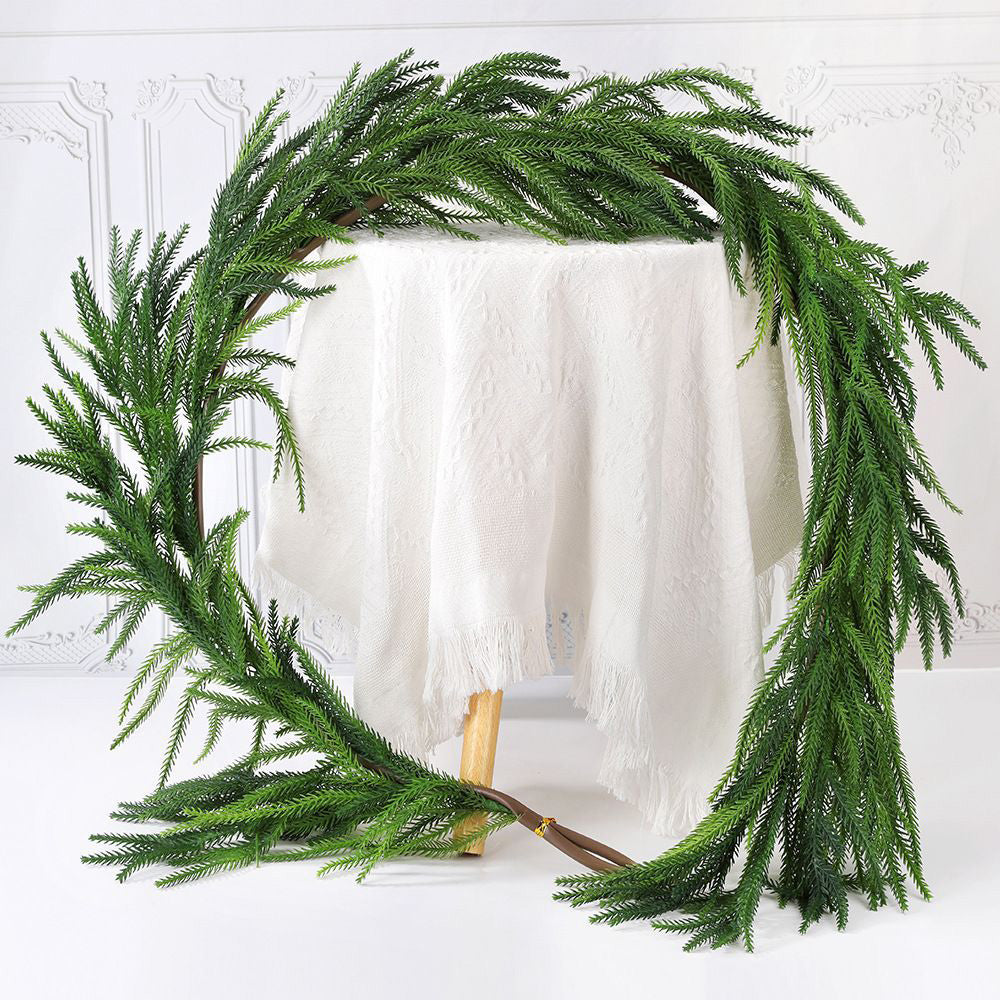 Christmas Faux Pine Garland Rattan Greenery Garland for Home Fireplace Decor
