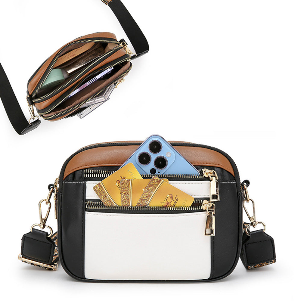 Women Shoulder Bag Cross Body Messenger Handbag with Wide Strap