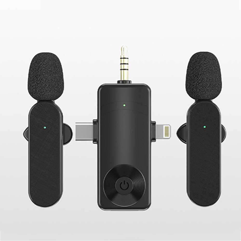 3 in 1 Wireless Lavalier Microphone for Android Phone iPhone Vlog Live Stream Mic