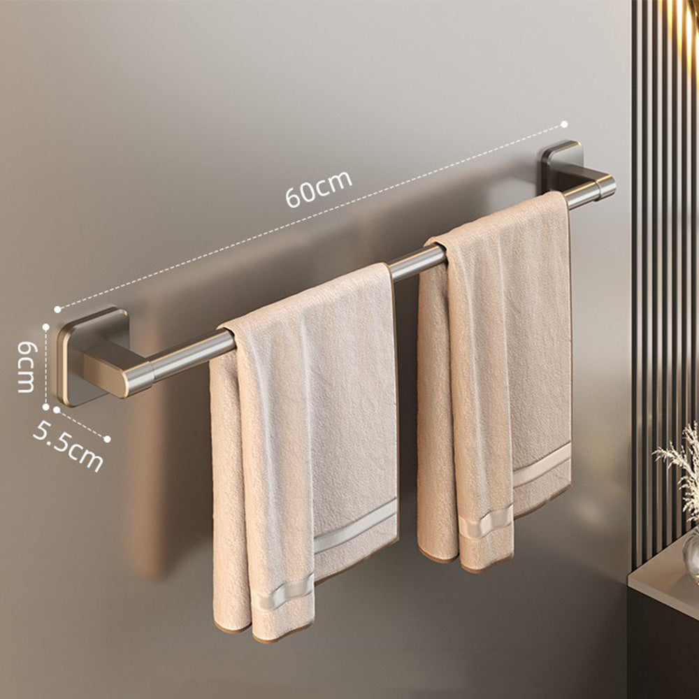 2Pcs 60cm Self-Adhesive Towel Holder Hand Towel Rack No Drilling Robe Hooks Towel Rail