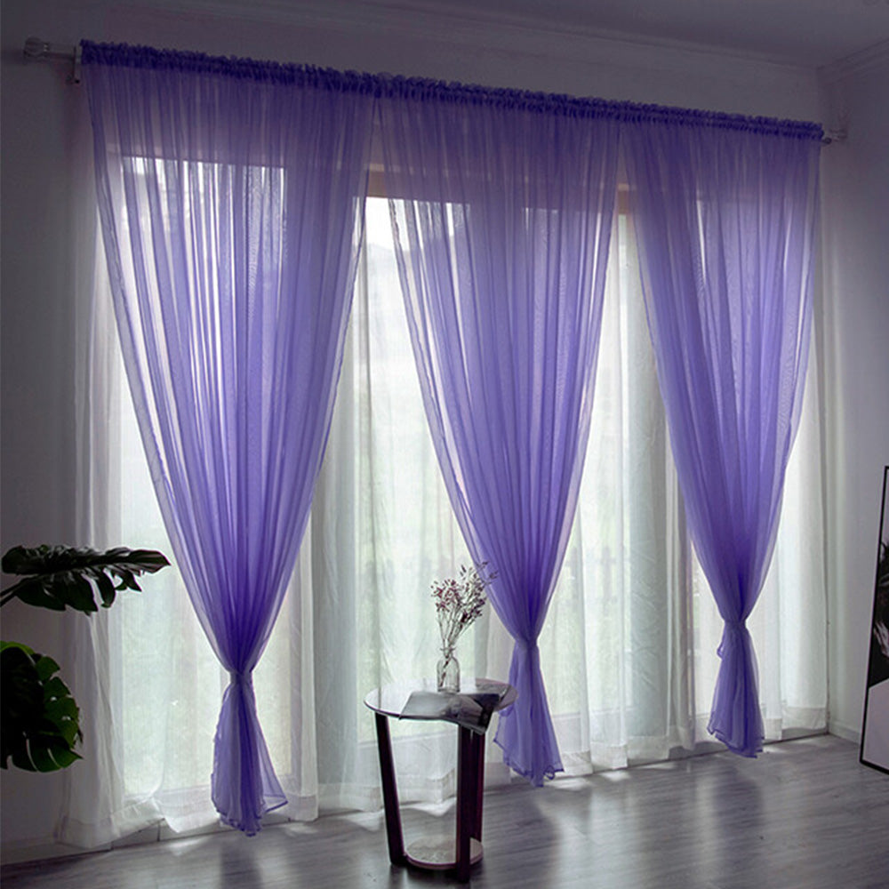 3 Piece Polyester Sheer Rod Pocket Curtains for Window Door Room Divider