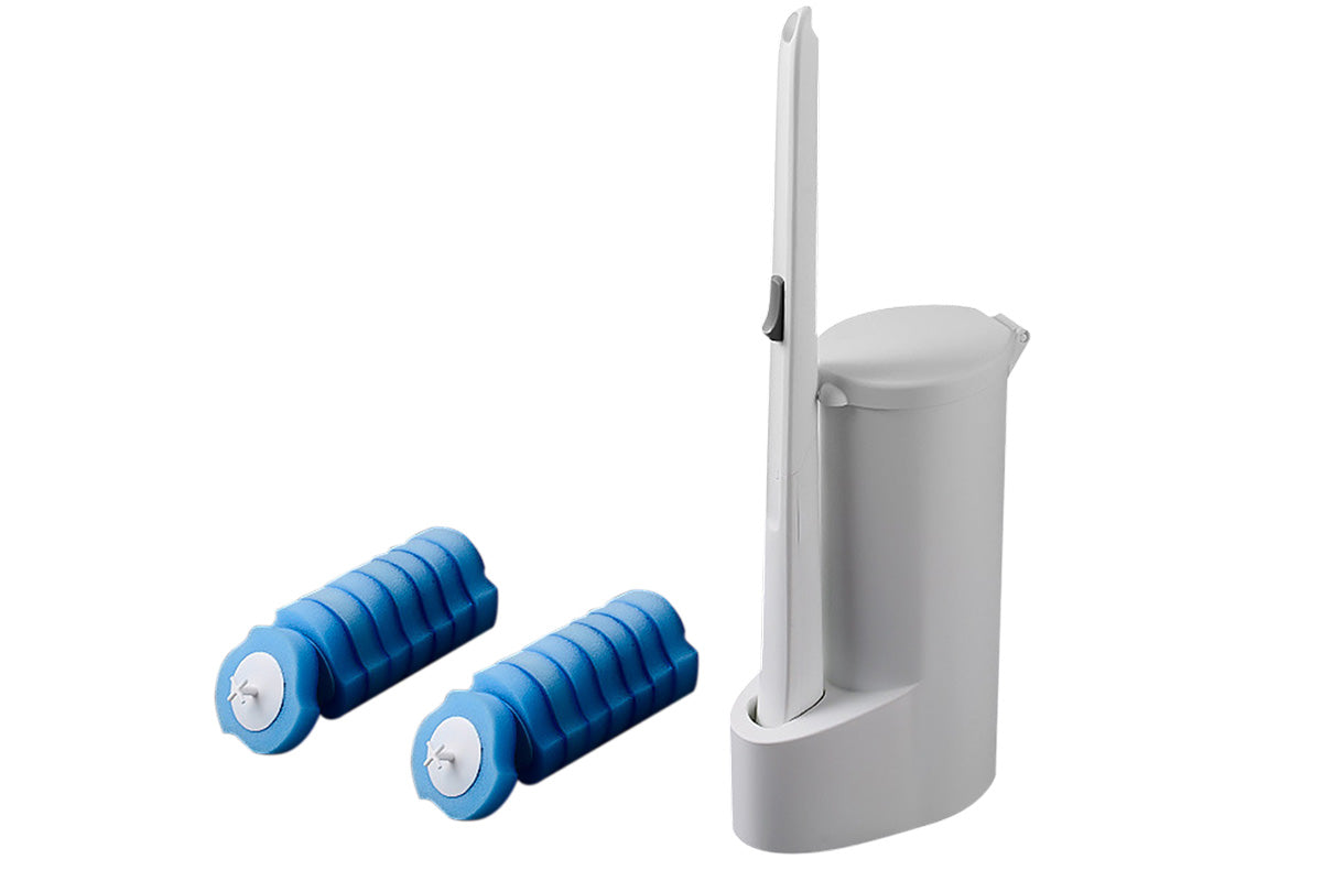 Disposable Toilet Brush Set with Replaceable Heads and Cleaning Liquid for Bathroom