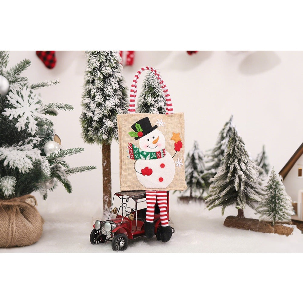 Creative Burlap Christmas-Themed Tote Bag