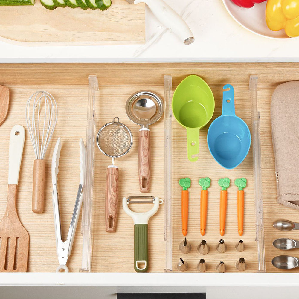 8Pcs Expandable Plastic Drawer Dividers Clear Organiser Set