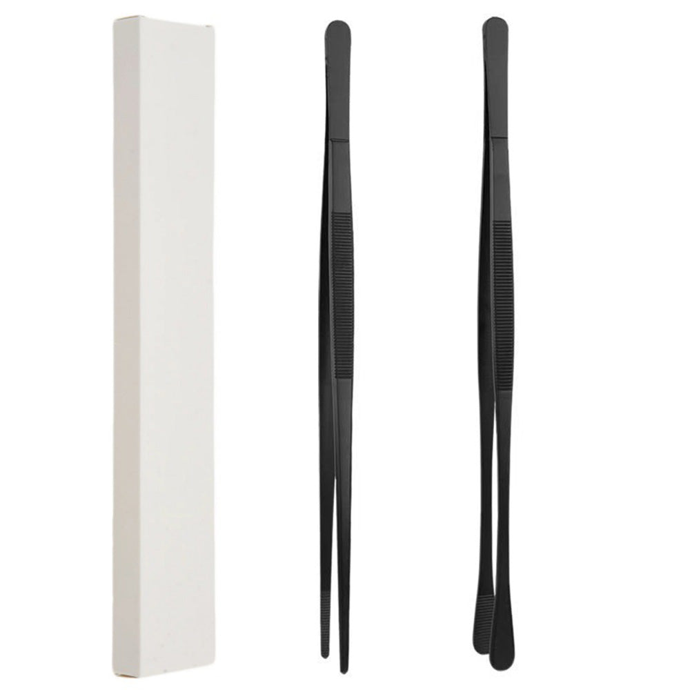 2 Pack 30cm BBQ Tongs Stainless Steel Round and Straight Head for Grilling Cooking