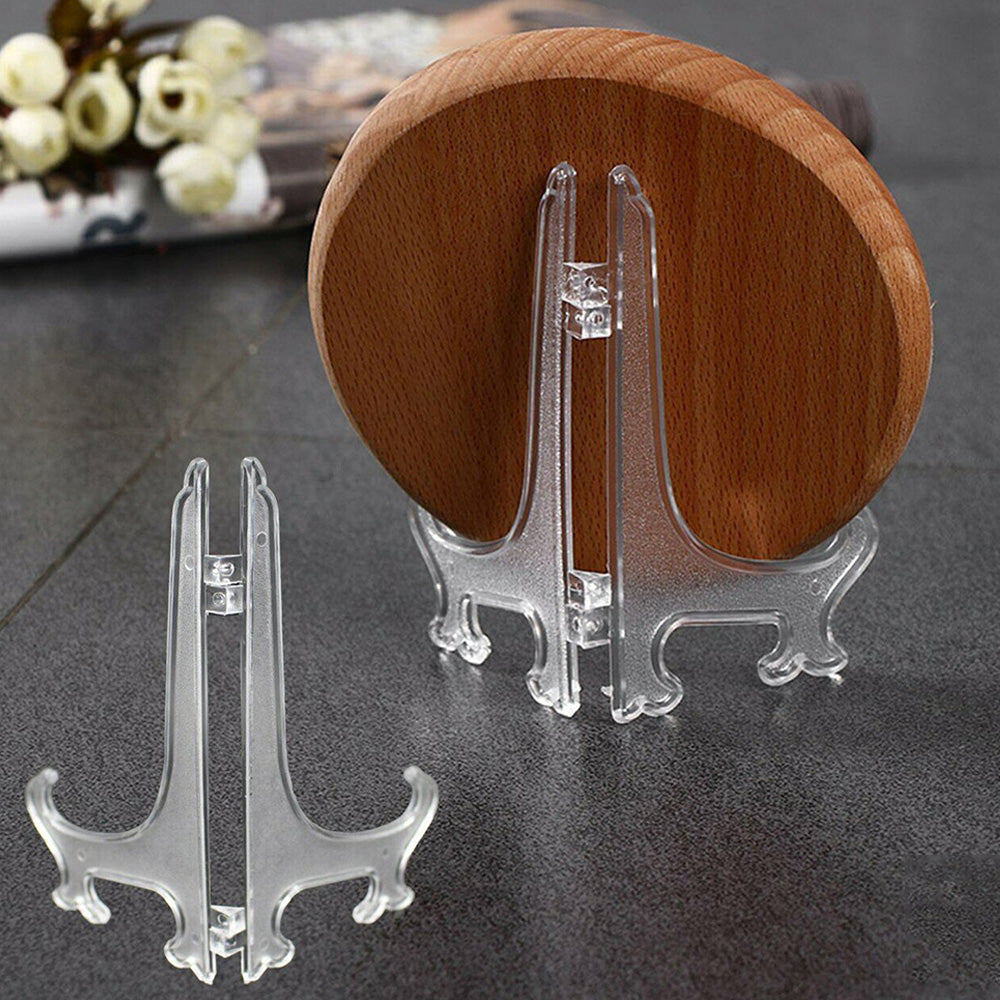 10 Pack Clear Adjustable Plate Display Easel Stands
