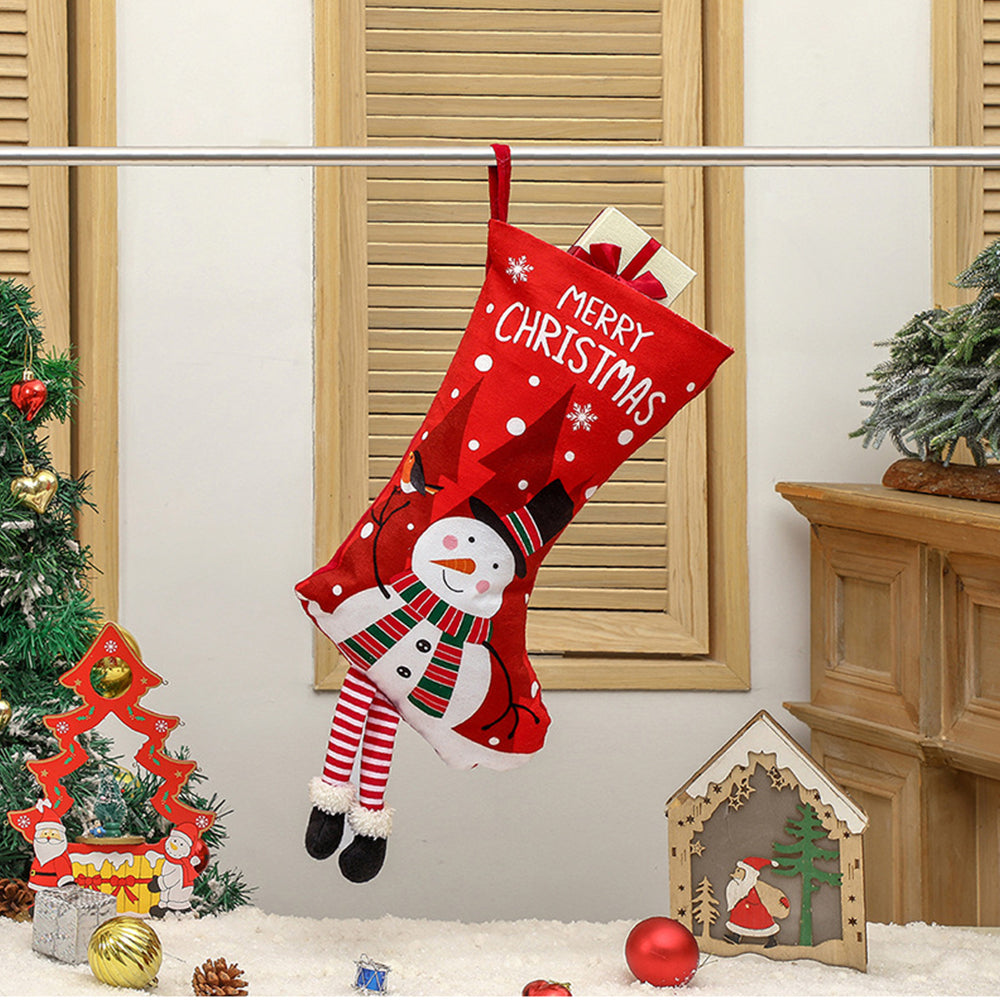 4Pcs Christmas Stocking Goodies Sock Xmas Wall Tree Party Hanging Candy Bag Decoration