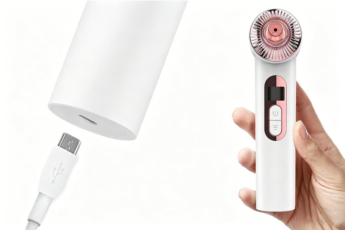 2-In-1 Cold and Heat Compress Blackhead Remover Pore Vacuum Suction Device with 6 Heads 5 Levels
