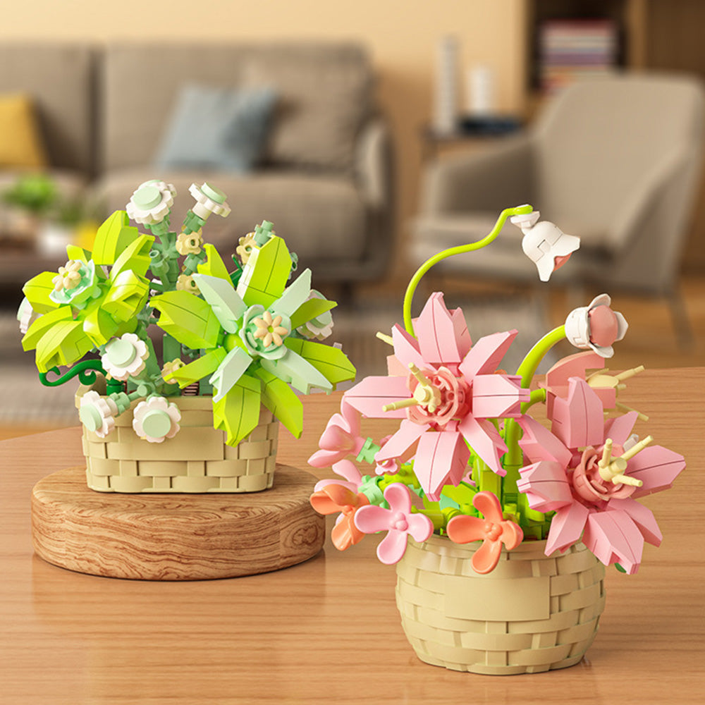 8PCS Flower Building Blocks Set Mini Potted Plants and Succulents Toys