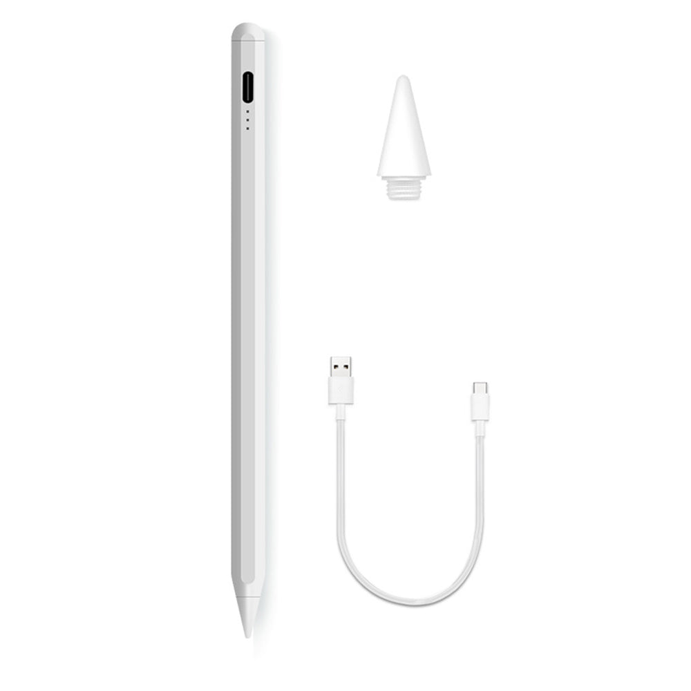 LED Power Display Stylus Pencil for iPad with Palm Rejection and Tilt Sensitivity White