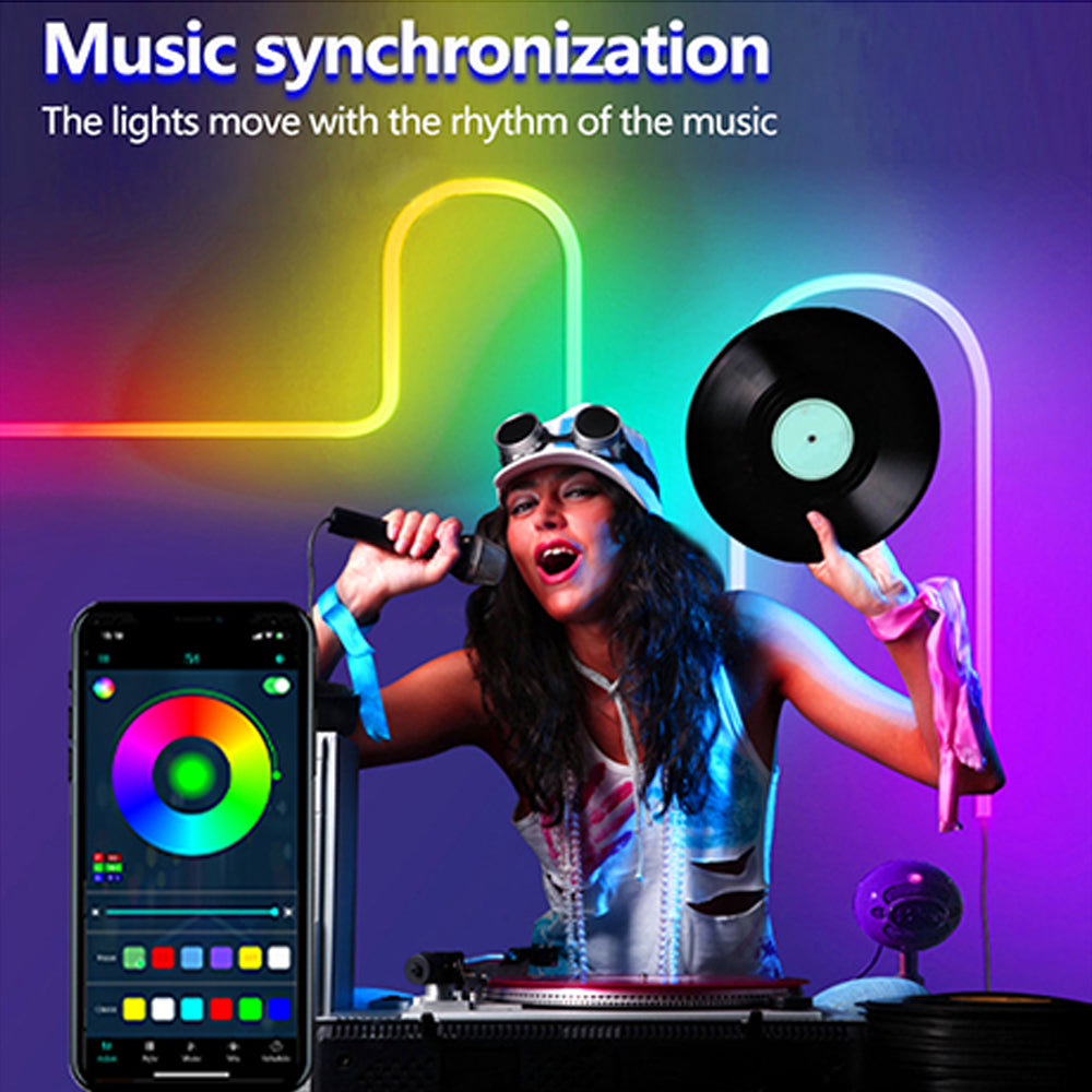 LED Neon Strip Light 4M Waterproof Flexible Rope RGB with Bluetooth Music Sync