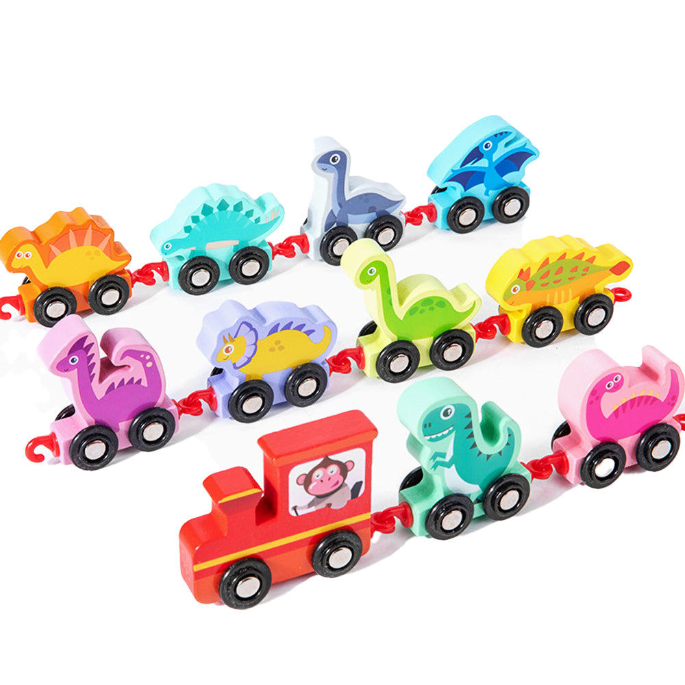 Wooden Number Train Toy Set Early Educational Toys-Dinosaur