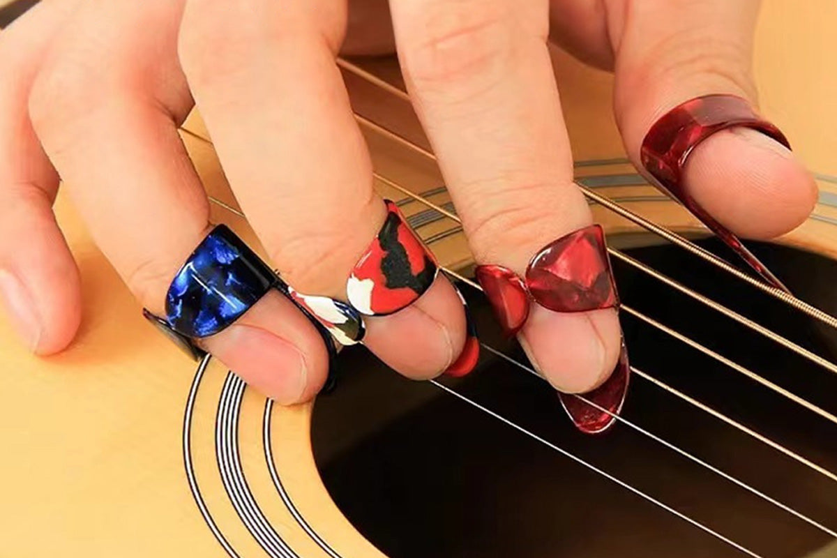 15PCS Finger Pick Set Guitar Picks With 15 Grid Case Storage Box