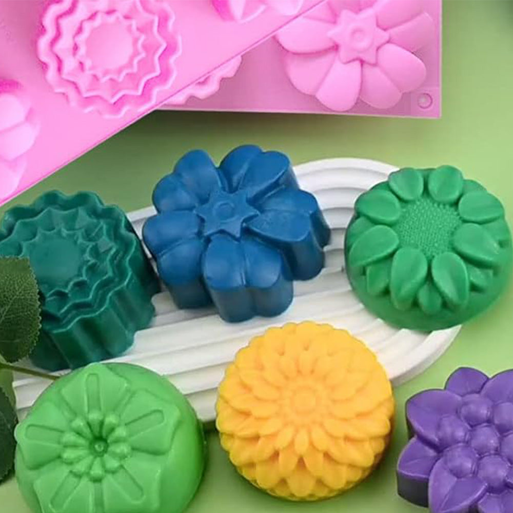 3 Pack Flower Soap Mold Silicone Baking Molds for Soap Chocolate Cake