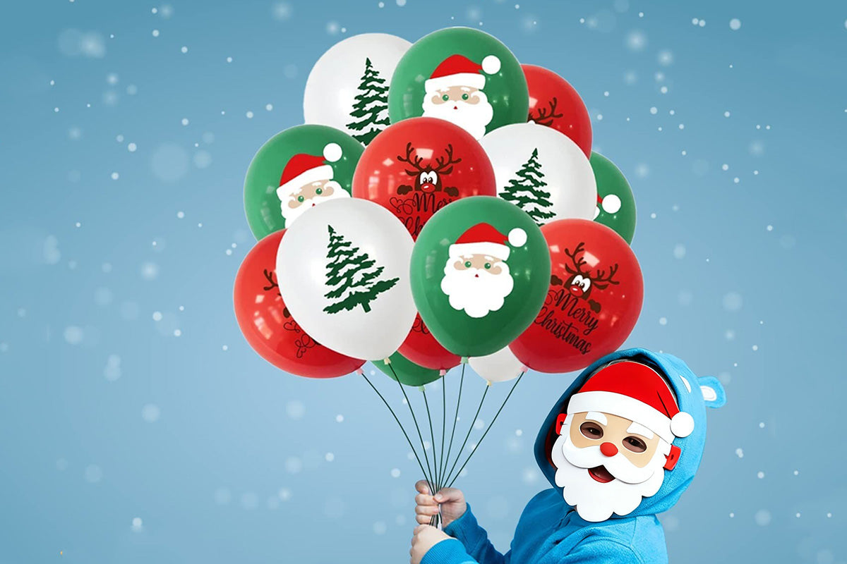 30Pcs Christmas Latex Balloons Santa Tree Party Decorations