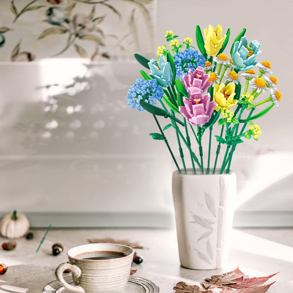 Artificial Flower Blocks Kids Building Toys DIY Bouquet Block Toys